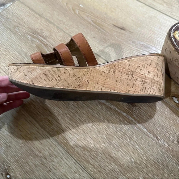 Sam Edelman Women's Slip-On Brown Leather Wedge Sandal Size 9.5M GUC - Picture 3 of 13